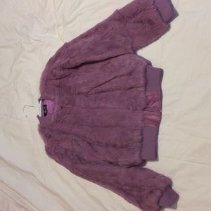 Rabbit fur bomber jacket